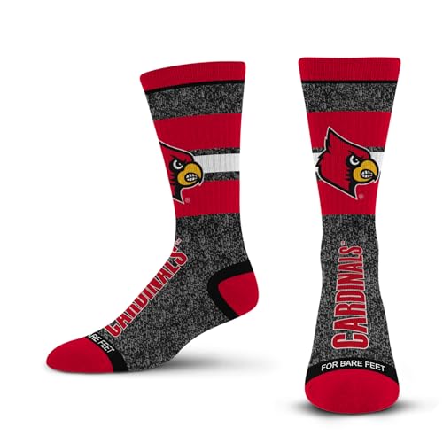 NCAA Unisex Marble Spotlight Crew Socks - Louisville Cardinals Large Team Color