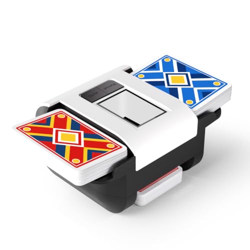 Automatic Card Shuffler for 1-2 Decks - White, Dual Modes & Rechargeable