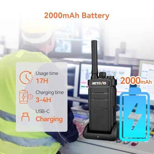 Retevis RB26 Long Range Walkie Talkies, GMRS 2 Way Radios, Rechargeable Two Way Radios, 2000mAh, Durability,Repeater Capable,Security Radio for Security Church Construction School Warehouse(5 Pack)
