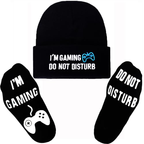 Do Not Disturb Gaming Socks Black Beanie Hat Father¡¯s Day Gamer Gifts for Teens Boys Men Kids