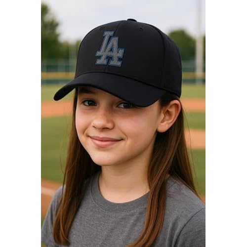 Officially Licensed Los Angeles Youth Boys Girls Baseball Hat Classic MVP Black Adjustable Primary Embroidered Team Logo Kids Sports Ball Cap