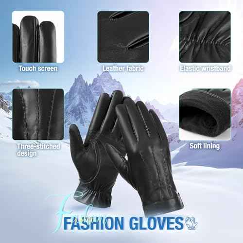 Winter Balaclava Face Mask PU Leather Gloves Set,Breathable Full Face Mask Touchscreen Waterproof Gloves for Men Women