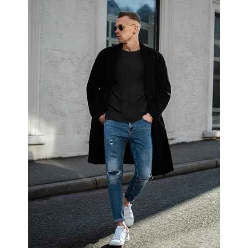 Ekouaer Men's Long Sleeve Shirts Ribbed Pullover Sweater Sim Fit Thermal Tops Crew Neck Stretchy Undershirts