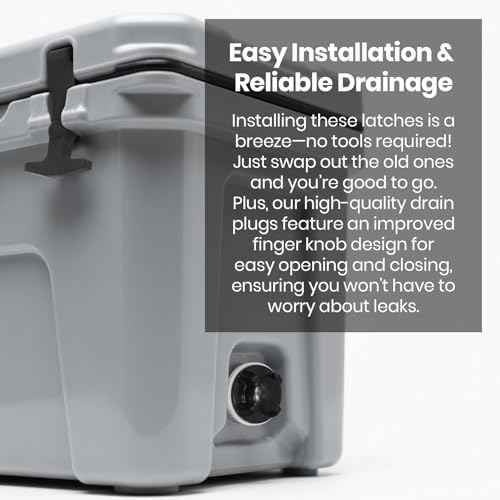 Upgraded Cooler Latches & Drain Plug Kit - Durable Rubber, Compatible with Yeti Roadie, Tundra, Tank, and RTIC