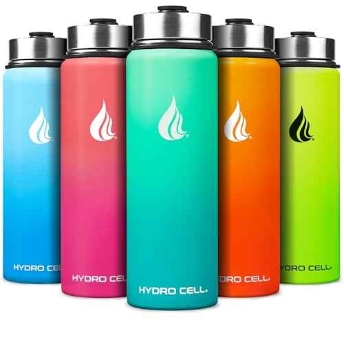 HYDRO CELL Stainless Steel Insulated Water Bottle with Straw - For Cold & Hot Drinks - Metal Vacuum Flask with Screw Cap and Modern Leakproof Sport Thermos for Adults (Mint/Green 24oz)