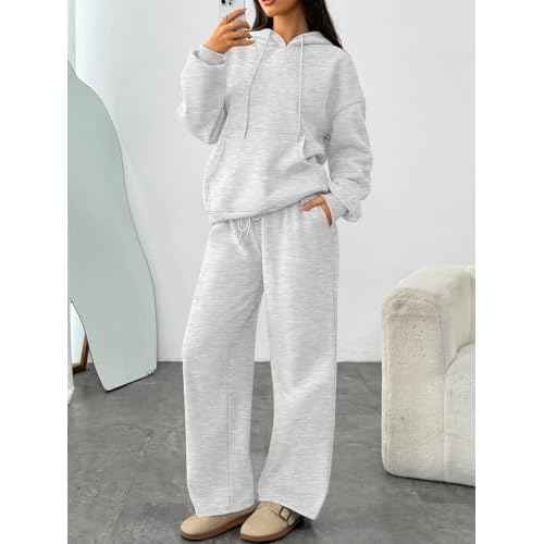 Trendy Queen Womens 2 Piece Outfits Lounge Fall Fashion Sets Oversized Sweatshirts Wide Leg Pants Sweatsuits Winter Clothes
