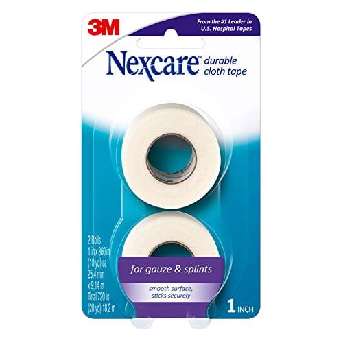 Nexcare Durable Cloth Tape, Woven Tape, Securely Holds Bulky Wound Dressing - 1 In x 10 Yds, 2 Rolls of Tape