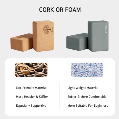 Yoga Block and Strap Set for Flexibility and Balance - Cork Support Kit