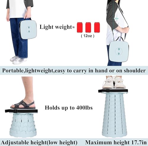Portable Folding Camping Stool 400lbs Capacity with Adjustable Height - 1 Pack All Ice Cream Variation