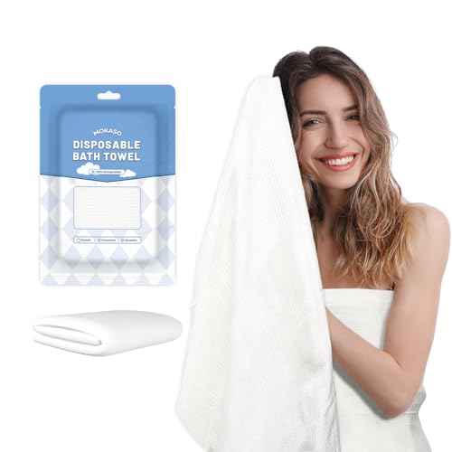 Disposable Bath Towel 55 x 27.5 inch Large Portable Bath Towels for Travel Soft Big Body Towel,Washcloth for Hiking Camping Hotel Bathroom Individually Packed
