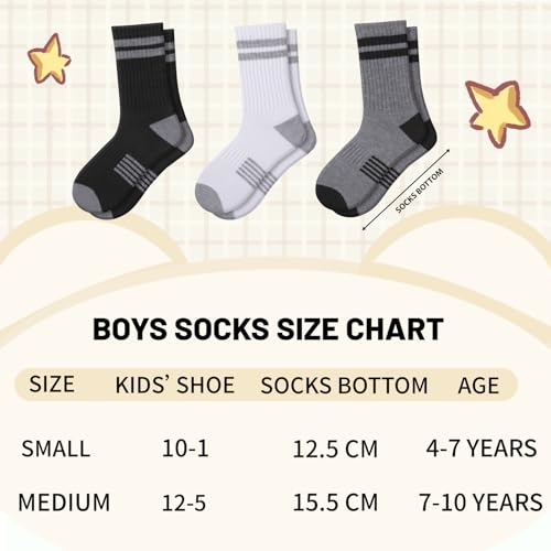 10 Pairs Boys Athletic Crew Socks 4-6 6-8 8-10 Years White - Half Cushioned