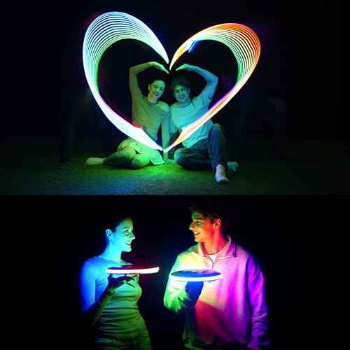 TOSY Flying Disc - 16 Million Colors RGB or 36 LEDs, Extremely Bright, Smart Modes, Camping Essentials for Teens/Kids/Adults/Men/Boys/Girls, Auto Light Up, Rechargeable, Waterproof, 175g