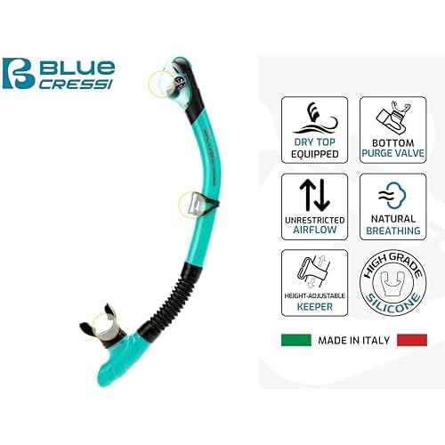 Cressi Panoramic Diving Mask and Snorkel Kit - Wide View - Top Dry System Snorkel - Horizon & Scilla - Designed in Italy