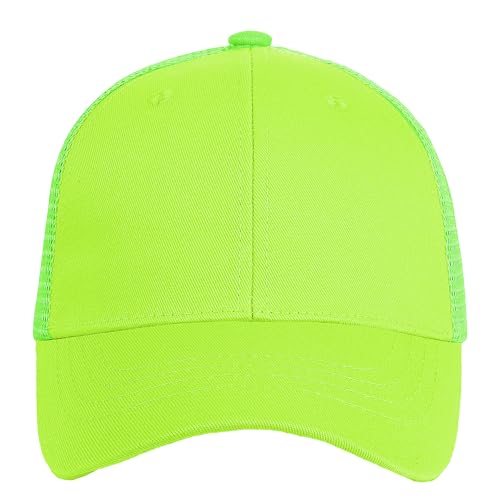 Falari Neon Green Trucker Hat Baseball Cap 6 Panel Adjustable One Size