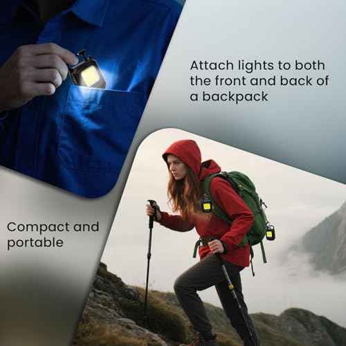 MAKDAK 2PC Cob Keychain Work Light EDC Rechargeable Foldable Keychain Flashlight,Bottle Opener,for Camping,Car Repair,Hiking,Repairing,Power Outrage,Pet Walking,Emergency