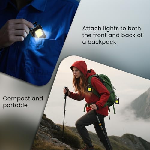 Black 2-Pack Rechargeable COB Work Light with Bottle Opener - Foldable & Hands-Free Camping, Car Repair, Emergency