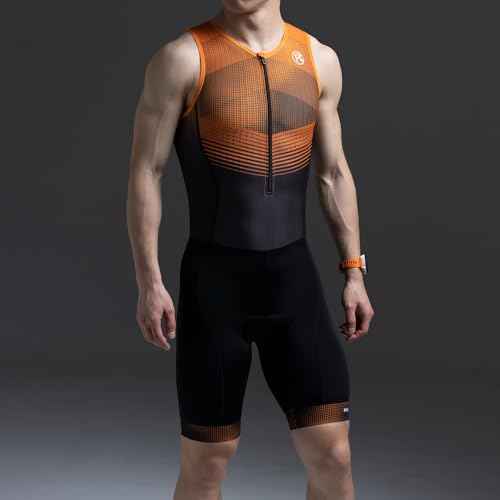 MY KILOMETRE Triathlon Suits Mens One-Piece Sleeveless Padded Quick-Dry Swim Bike Run with Pockets