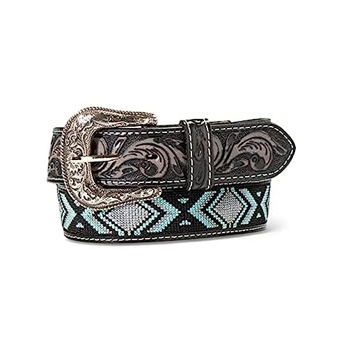 ARIAT Men's Beaded Zigzag Southwestern Pattern Leather Belt