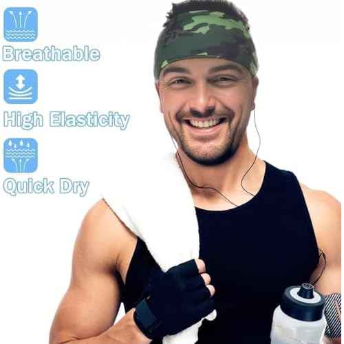 Sweat Headbands for Men,6 Pack Workout Sports Hairband for Gym, Ideal for Fitness,Running,Cycling,Hike