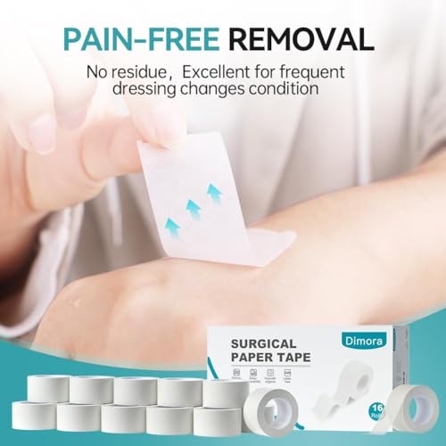 White Paper Medical Tape 16 Rolls - Hypoallergenic Surgical Wound Dressing