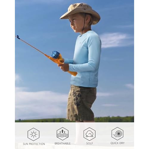 Boys UPF 50+ Swim Shirt Long Sleeve, 1 or 2 Pack UV Sun Protection Rash Guard, Youth Kids SPF Water Shirts for Beach Surf