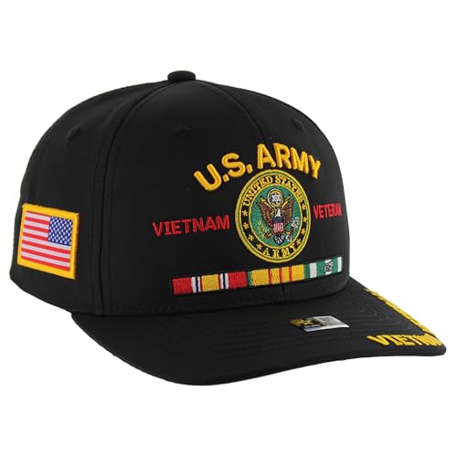 Vietnam Veteran Baseball Cap for Men US Army Official Black Seal One Size