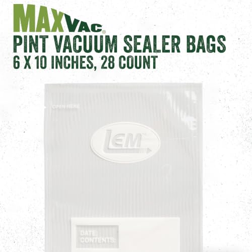 MaxVac Pint Vacuum Sealer Bags 6 x 10 in - 100 Count, 3.5 Mil Puncture-Resistant, Reusable