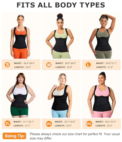 TrainingGirl Waist Trainer for Women X-Large Black & Silver Sweat Trimmer Sauna Vest