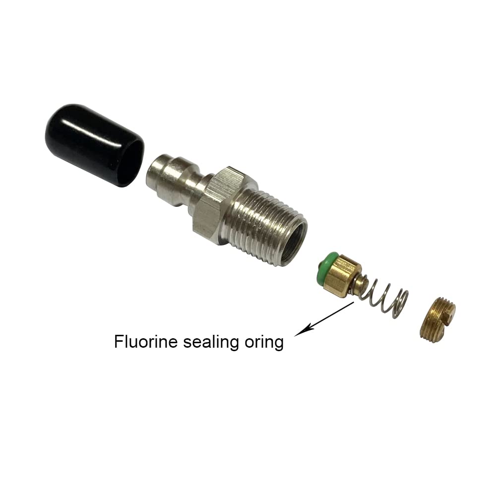 HMKUGO Quick-Disconnect Plug Adapter Sealing O-Ring x20, One-way Valve O-Ring x20, Stainless Steel Male Thread Adapter