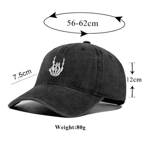 Skeleton Hand Hat for Men Women, Embroidered Skeleton Hands Baseball Cap Halloween Dad Hat
