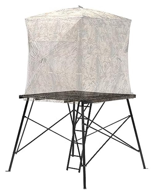 Muddy 65" L x 65" W x 5' H Ground Blind Platform - Durable Powder-Coated Steel Outdoor Hunting Trap Door Universal Platform, Ground Blind Not Included