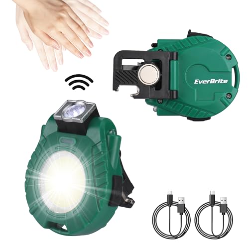 EverBrite 2 Pack COB Keychain Flashlights with Magnetic Base Waterproof Green