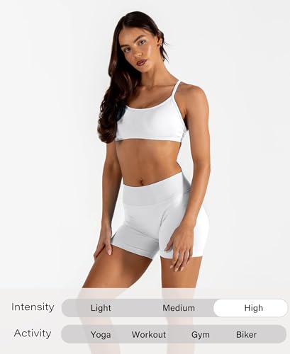 Unthewe Womens Seamless Gym Shorts 4.5 Inch - Small White