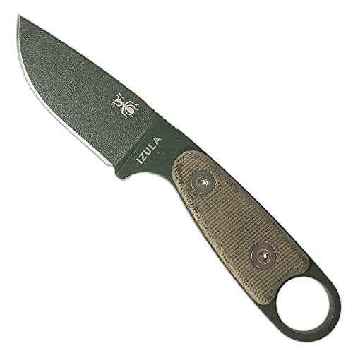 ESEE Knives Izula-OD w/Handle, Molded Polymer Sheath, and Clip Plate (Grey Canvas Micarta Handle/OD Blade/Black Sheath)