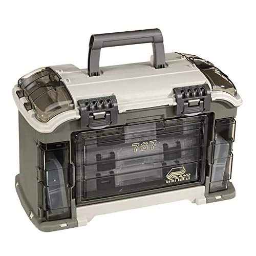 Plano Elite Series Ultimate Angled Tackle System, Graphite & Sandstone, Includes 6 StowAway Utility Boxes, Premium Tackle Storage for Fishing Gear and Accessories, Waterproof Case