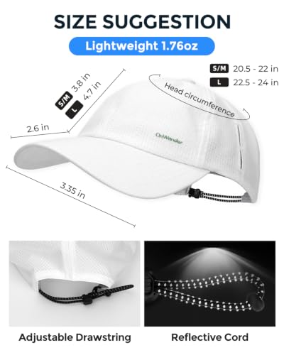 Large White Sun Protection Baseball Cap for Men Women UPF 80+ Breathable Quick-Dry Hat
