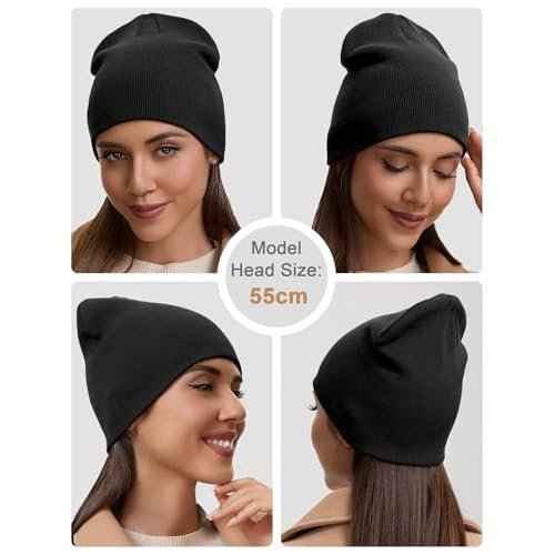 100% Cotton Beanie Hat for Men Women - Soft Unisex Winter Knit Skull Cap, Stretch Fit Fashion Fisherman Beanie