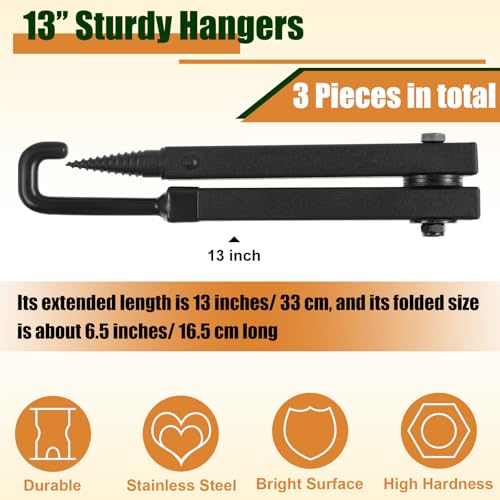 Sadnyy 13-Inch Tree Stand Bow Hanger Set - Black, 3 Pack Hunting Accessories