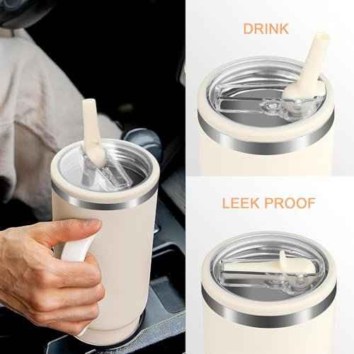 2 Pack 40 oz Flip Straw Leak Proof Lid for Stanley H2.0 Quencher, Stanley Lid Replacement 40 oz for Stanley Cup Accessories ProTour, No Spill Proof Straw Cover for Stanley