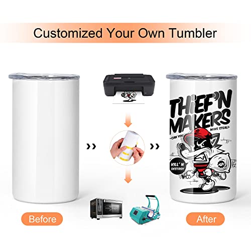 12 Pack 12oz Sublimation Tumblers with Lids & Straws - Kids Stainless Steel Insulated