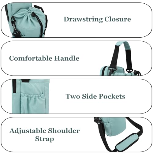 Water Bottle Holder with Strap - Turquoise 32/40oz Insulated Sling Bag for Hiking & Outdoors