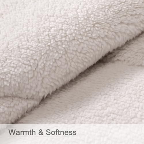 Outdoor Camping Blanket with Sherpa Lining - Blue Mountain Sun Variation 52x75in