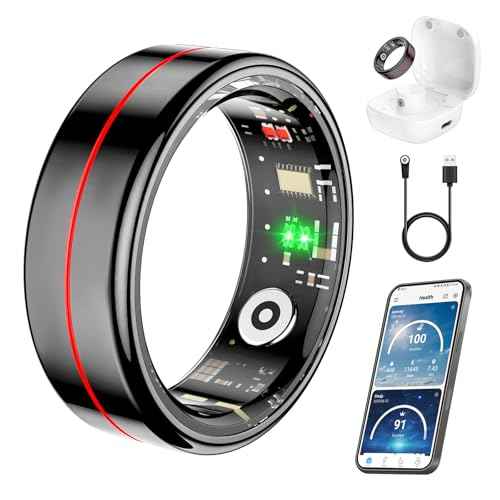 Fit Ring, Smart Health Rings for Women Men with Heart Rate,Blood Oxygen,HRV,Stress Level, Sleep Monitor, Step Tracker, No Subscription Fee, IP68 Waterproof Smart Ring for iphone &Android (Black, 10#)