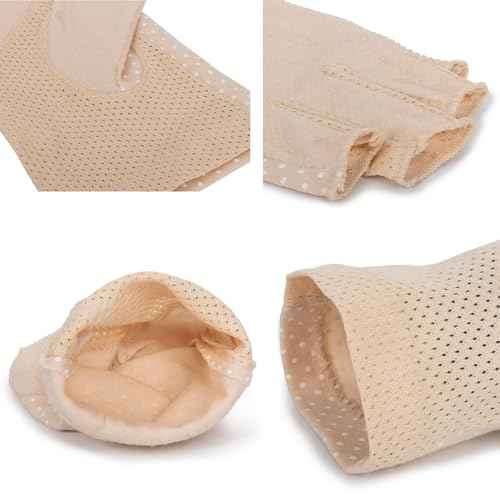 Cotton Fingerless Driving Gloves for Women Men, Mesh Nonslip UV-Protection Summer Gloves for Nail Manicure, Cycling