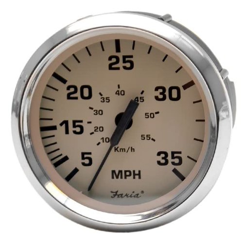 Faria Boat Speedometer SE9807B | Euro Beige 35 MPH 3 1/4 Inch Silver