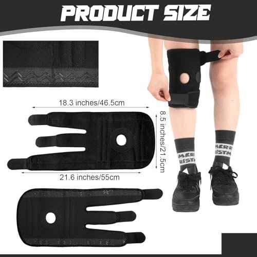 1 Pcs Kids Knee Brace with Side Stabilizers Patella Gel Pads Adjustable Straps Youth Child Knee Brace Support for Meniscus Tear Sports, Meniscus Tear (Black)