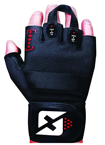 X-Large Black Weightlifting Gloves with Wrist Support - Durable Leather & Gel Padding