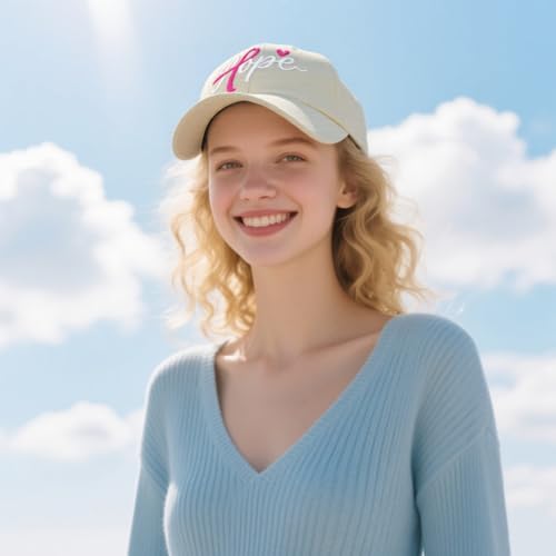 Waldeal Fight Cancer Inspirational Gifts for Women, Embroidered Adjustable Breast Cancer Awareness Hope Hat