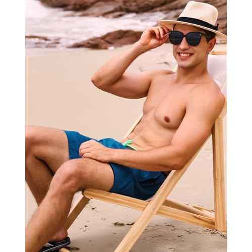 SILKWORLD Mens Swimming Trunks with Compression Liner 2 in 1 Quick-Dry Swim Shorts with Zipper Pockets