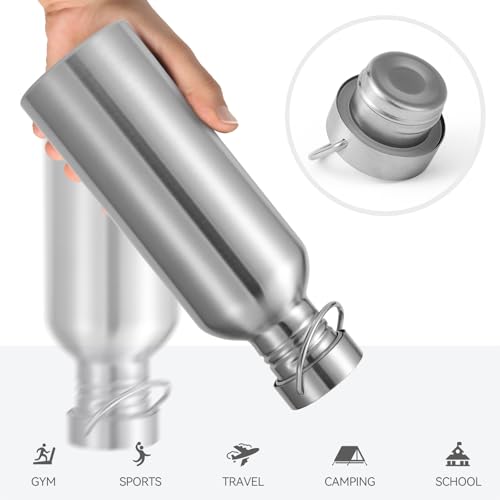 32oz Stainless Steel Water Bottle Pack of 2 - Uninsulated, Leakproof, Eco-Friendly